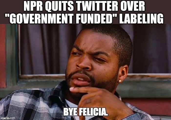 NPR QUITS TWITTER OVER "GOVERNMENT FUNDED" LABELING | image tagged in funny memes | made w/ Imgflip meme maker