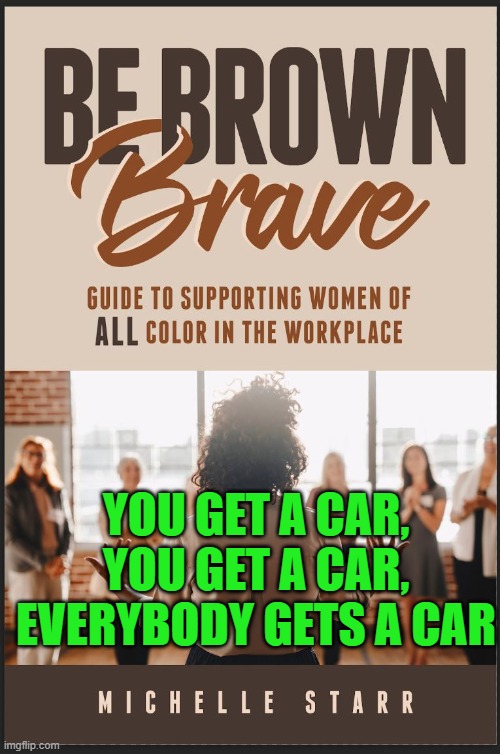 Be Brown Brave Making Companies Profits | YOU GET A CAR, YOU GET A CAR, EVERYBODY GETS A CAR | image tagged in revenue,funny,boardroom meeting suggestion,work,good guy boss,women | made w/ Imgflip meme maker