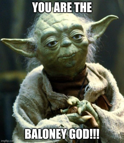 Star Wars Yoda Meme | YOU ARE THE; BALONEY GOD!!! | image tagged in memes,star wars yoda | made w/ Imgflip meme maker