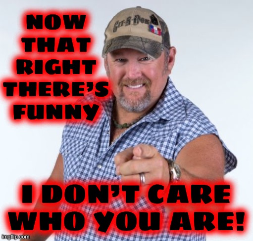 Larry the Cable Guy | NOW THAT RIGHT THERE’S FUNNY I DON’T CARE WHO YOU ARE! | image tagged in larry the cable guy | made w/ Imgflip meme maker