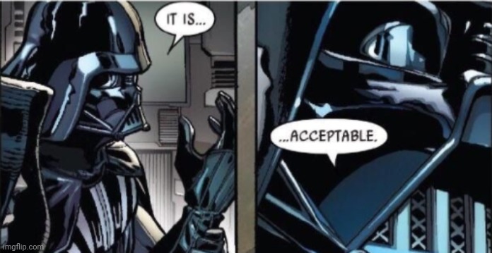 It Is Acceptable | image tagged in it is acceptable,darth vader,star wars | made w/ Imgflip meme maker