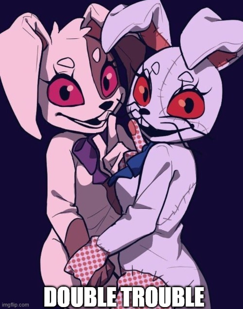 Oh no | DOUBLE TROUBLE | image tagged in fnaf security breach,vanny | made w/ Imgflip meme maker