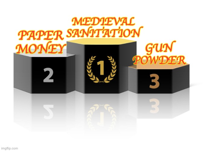 Podium | MEDIEVAL
SANITATION PAPER
MONEY GUN
POWDER | image tagged in podium | made w/ Imgflip meme maker