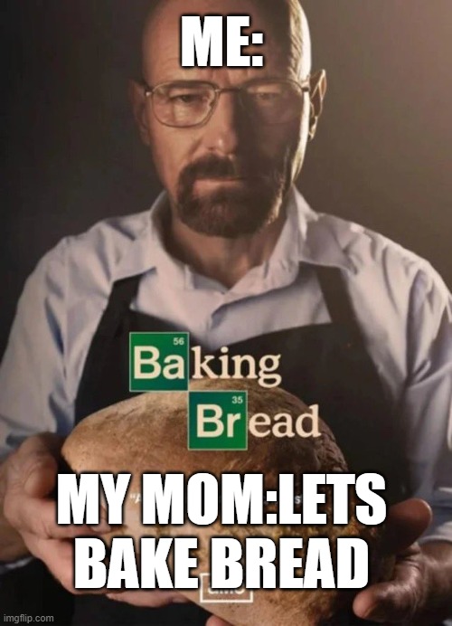 WALTER BAKES BREAD | ME:; MY MOM:LETS BAKE BREAD | image tagged in baking bread | made w/ Imgflip meme maker