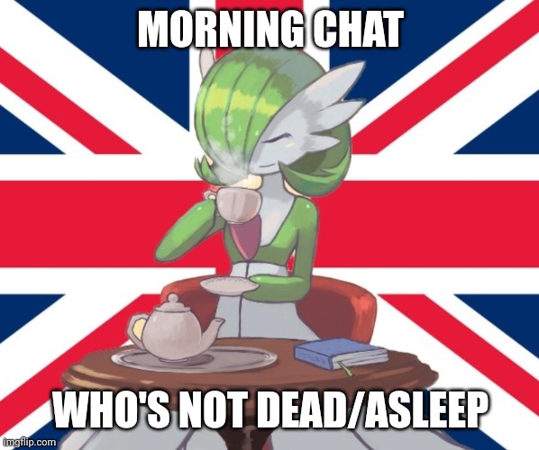 E | MORNING CHAT; WHO'S NOT DEAD/ASLEEP | image tagged in gardi the bri'ish | made w/ Imgflip meme maker