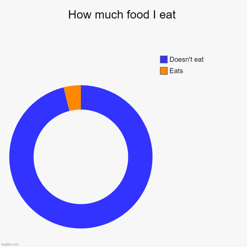How much food I eat in a day | How much food I eat | Eats, Doesn't eat | image tagged in charts,donut charts,food | made w/ Imgflip chart maker