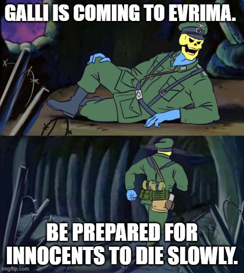 All hell is loose. | GALLI IS COMING TO EVRIMA. BE PREPARED FOR INNOCENTS TO DIE SLOWLY. | image tagged in hell let loose skeletor advice,the isle,dinosaurs,gaming | made w/ Imgflip meme maker