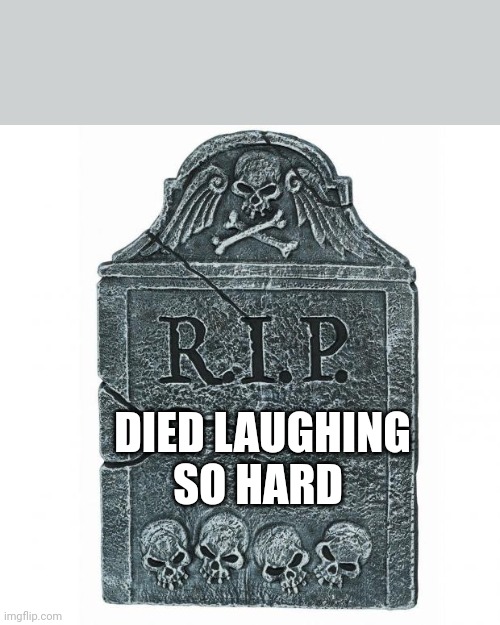 Tombstone | DIED LAUGHING SO HARD | image tagged in tombstone | made w/ Imgflip meme maker