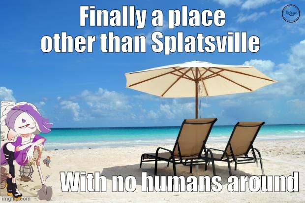 I can finally rest | Finally a place other than Splatsville; With no humans around | image tagged in beach | made w/ Imgflip meme maker