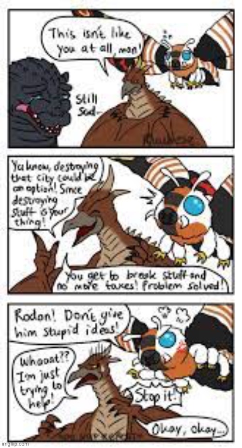 Heisei comic 2/3 | image tagged in godzilla,kaiju,mothra | made w/ Imgflip meme maker