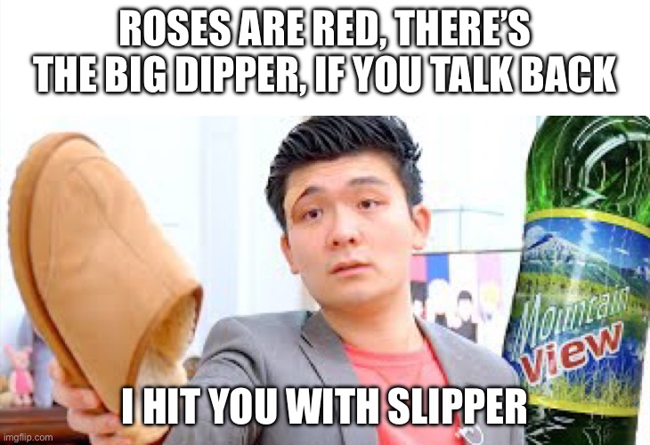 Steven he | ROSES ARE RED, THERE’S THE BIG DIPPER, IF YOU TALK BACK; I HIT YOU WITH SLIPPER | image tagged in steven he i will send you to jesus | made w/ Imgflip meme maker