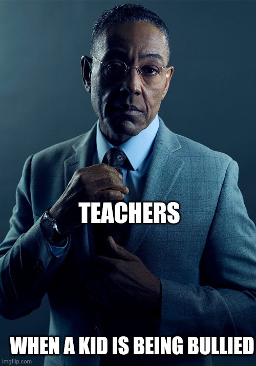 Gus Fring we are not the same | TEACHERS; WHEN A KID IS BEING BULLIED | image tagged in gus fring we are not the same | made w/ Imgflip meme maker