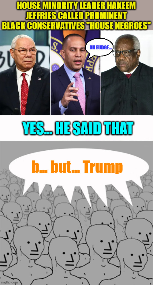 Now imagine if a republican had said the same this... | YES... HE SAID THAT; b... but... Trump | image tagged in npcprogramscreed,liberal hypocrisy | made w/ Imgflip meme maker