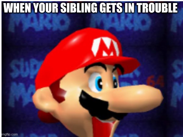 siblings | WHEN YOUR SIBLING GETS IN TROUBLE | image tagged in funny memes | made w/ Imgflip meme maker