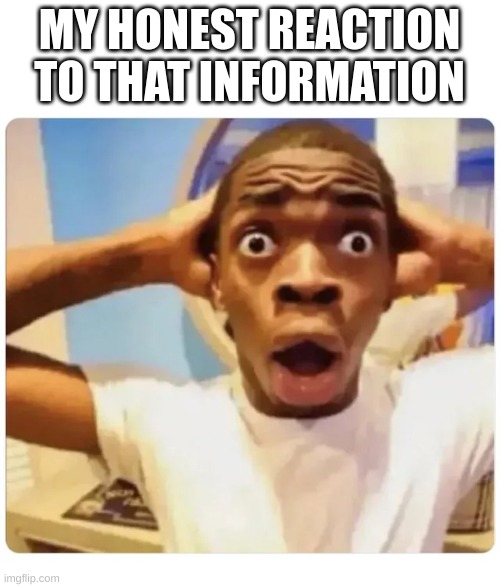 MY HONEST REACTION TO THAT INFORMATION | image tagged in black guy suprised | made w/ Imgflip meme maker