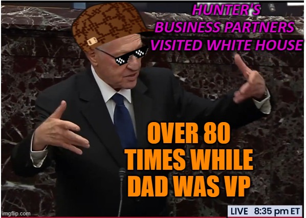 Hunter’s business partners visited White House over 80 times while dad was VP | HUNTER'S BUSINESS PARTNERS 
VISITED WHITE HOUSE; OVER 80 TIMES WHILE DAD WAS VP | image tagged in dershowitz dun give a fug | made w/ Imgflip meme maker
