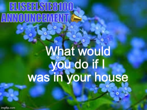 EliseElsie8100 Announcement | What would you do if I was in your house | image tagged in eliseelsie8100 announcement | made w/ Imgflip meme maker