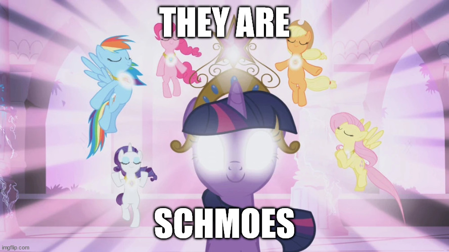 Pony Schmoes | THEY ARE; SCHMOES | image tagged in mylittlepony | made w/ Imgflip meme maker