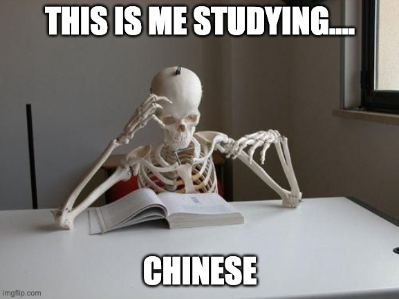 Death by studying chinese | THIS IS ME STUDYING.... CHINESE | image tagged in death by studying | made w/ Imgflip meme maker