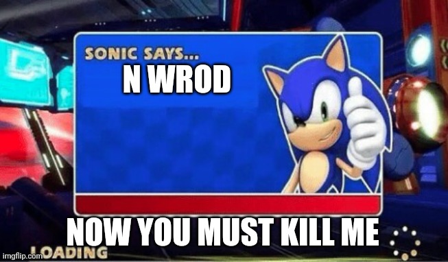 Sonic Says | N WROD; NOW YOU MUST KILL ME | image tagged in sonic says | made w/ Imgflip meme maker