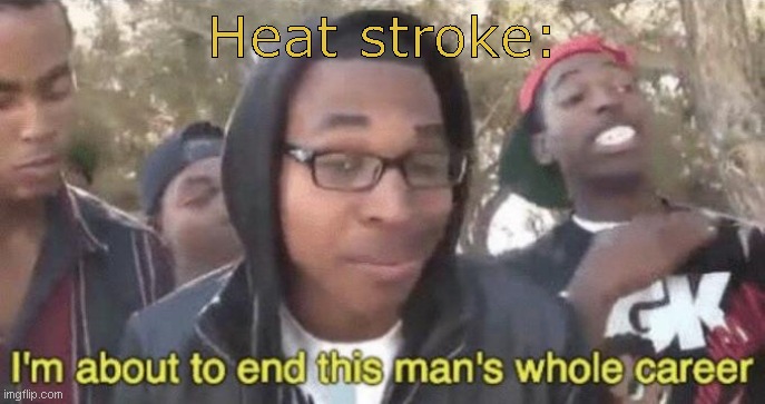 I’m about to end this man’s whole career | Heat stroke: | image tagged in i m about to end this man s whole career | made w/ Imgflip meme maker