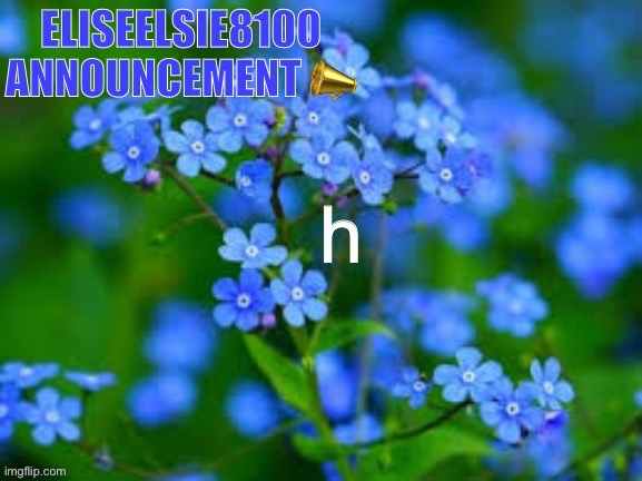 EliseElsie8100 Announcement | h | image tagged in eliseelsie8100 announcement | made w/ Imgflip meme maker
