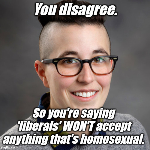 Dr. Allyn Walker - Minor-Attracted-Pedophile | You disagree. So you're saying 'liberals' WON'T accept anything that's homosexual. | image tagged in dr allyn walker - minor-attracted-pedophile | made w/ Imgflip meme maker