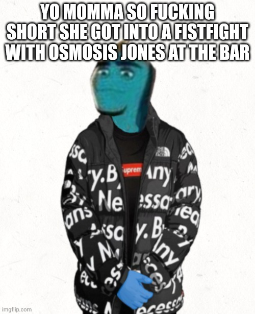 Yo momma so short | YO MOMMA SO FUCKING SHORT SHE GOT INTO A FISTFIGHT WITH OSMOSIS JONES AT THE BAR | made w/ Imgflip meme maker