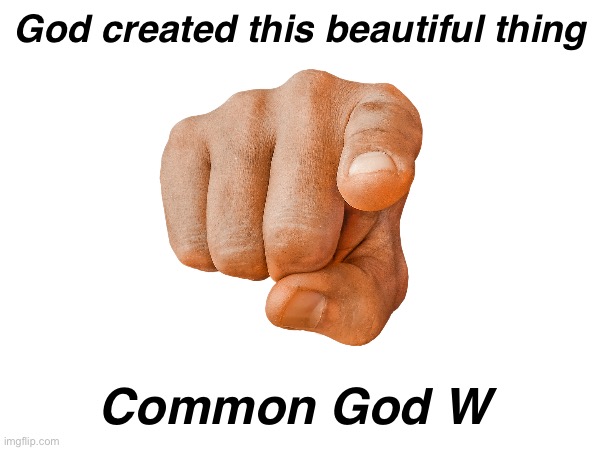 . | God created this beautiful thing; Common God W | made w/ Imgflip meme maker