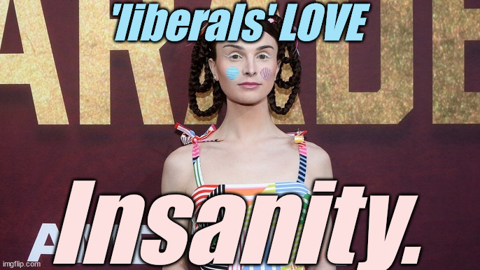 TransGender - 'liberals' Celebrating Childish Insanity | 'liberals' LOVE Insanity. | image tagged in transgender - 'liberals' celebrating childish insanity | made w/ Imgflip meme maker
