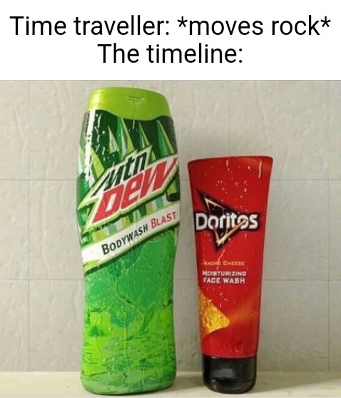True | Time traveller: *moves rock*
The timeline: | image tagged in memes | made w/ Imgflip meme maker