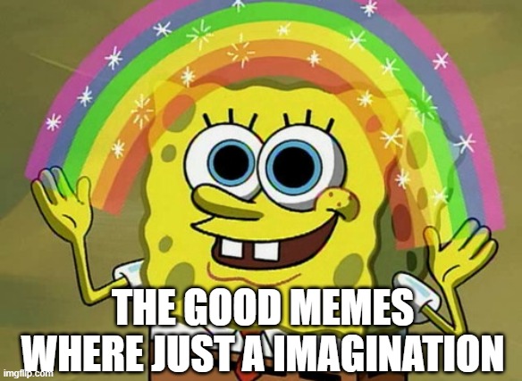 I don't understand | THE GOOD MEMES WHERE JUST A IMAGINATION | image tagged in memes,imagination spongebob | made w/ Imgflip meme maker