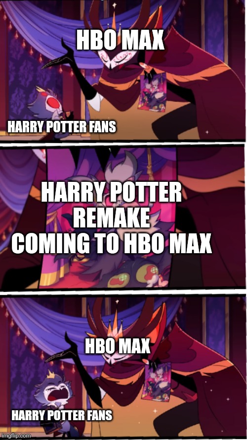 Stolas Cries At Harry Potter Remake | HBO MAX; HARRY POTTER FANS; HARRY POTTER REMAKE COMING TO HBO MAX; HBO MAX; HARRY POTTER FANS | image tagged in stolas cries at picture | made w/ Imgflip meme maker