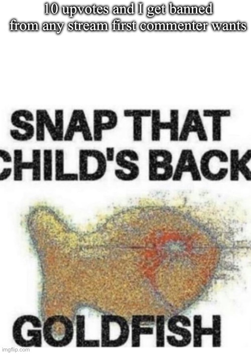 Snap That Child’s Back | 10 upvotes and I get banned from any stream first commenter wants | image tagged in snap that child s back | made w/ Imgflip meme maker