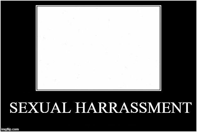 demotivational poster | SEXUAL HARRASSMENT | image tagged in demotivational poster | made w/ Imgflip meme maker