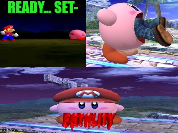 Kirby vs Mario | image tagged in kirby,memes,fun | made w/ Imgflip meme maker