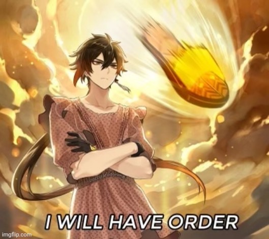 *huge rock slipper falls from the sky like it's a normal day* | image tagged in i will have order | made w/ Imgflip meme maker