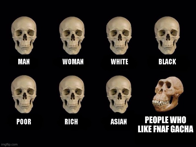 Shippers really get on my nerves | PEOPLE WHO LIKE FNAF GACHA | image tagged in empty skulls of truth | made w/ Imgflip meme maker