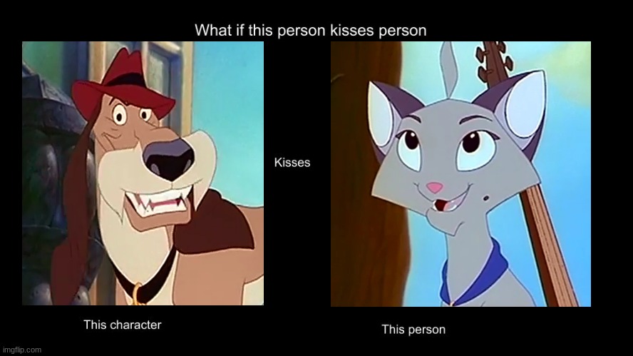 what if buster kissed gwendolyn | image tagged in what if this person kisses character,warner bros,dogs,cats,romance | made w/ Imgflip meme maker