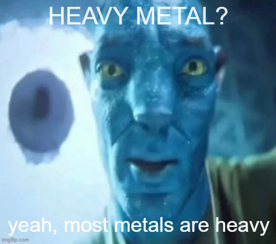 Avatar guy | HEAVY METAL? yeah, most metals are heavy | image tagged in avatar guy | made w/ Imgflip meme maker