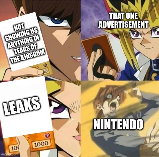 FLAME GLIOCK! | THAT ONE ADVERTISEMENT; NOT SHOWING US ANYTHING IN TEARS OF THE KINGDOM; LEAKS; NINTENDO | image tagged in yugioh card draw,nintendo,totk | made w/ Imgflip meme maker