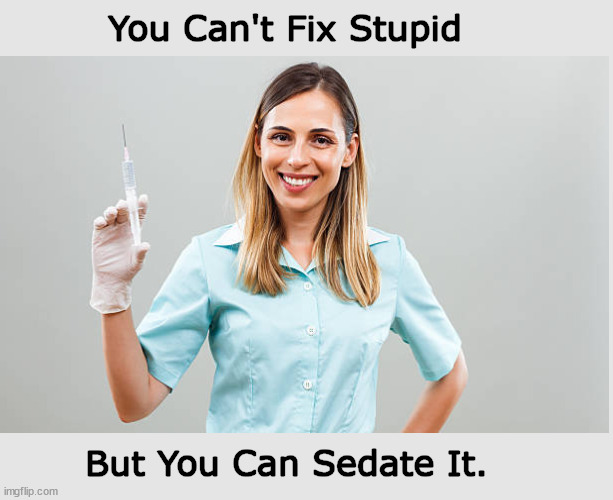 You Can't Fix Stupid | image tagged in you can't fix stupid,sedate,drugs,nurse,memes,funny | made w/ Imgflip meme maker