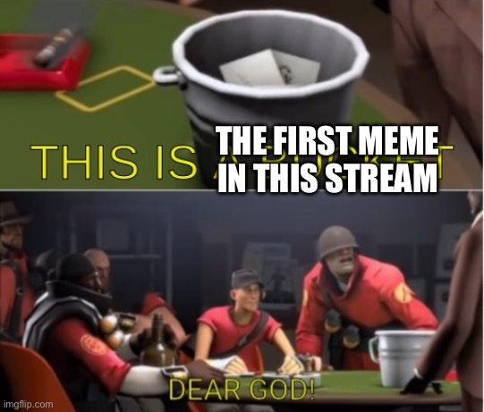 This is a bucket | THE FIRST MEME IN THIS STREAM | image tagged in this is a bucket | made w/ Imgflip meme maker