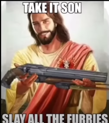 High Quality Jesus send furrys to hell Blank Meme Template