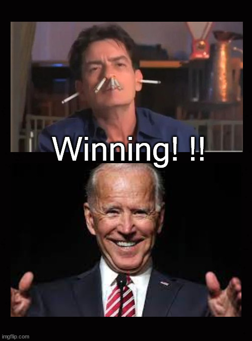Winning! !! | Winning! !! | image tagged in joe biden,charlie sheen | made w/ Imgflip meme maker