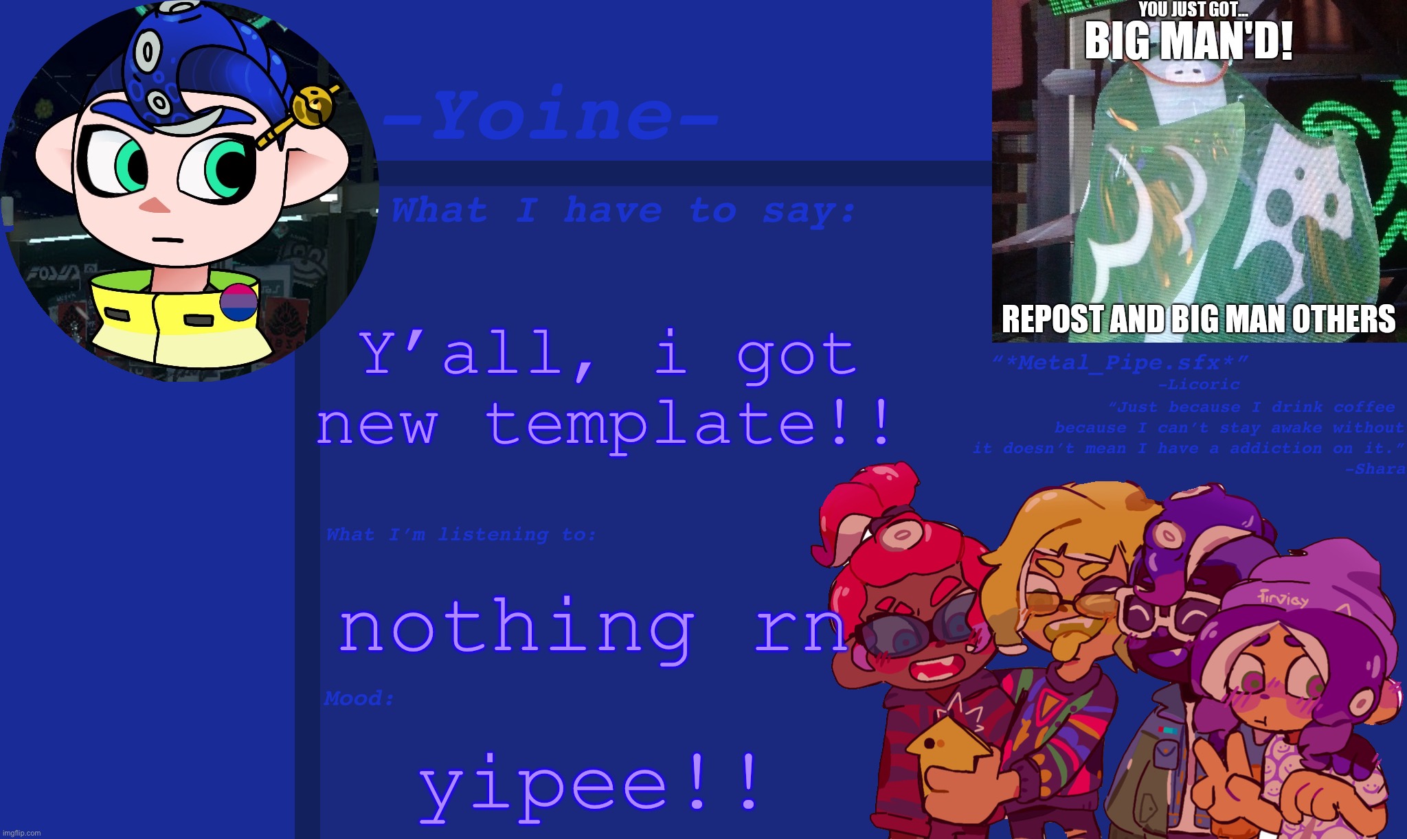 Yoine’s absolute swag template because yes!!!! | Y’all, i got new template!! nothing rn; yipee!! | made w/ Imgflip meme maker