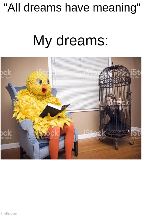 dreams sure are weird | "All dreams have meaning"; My dreams: | image tagged in memes | made w/ Imgflip meme maker