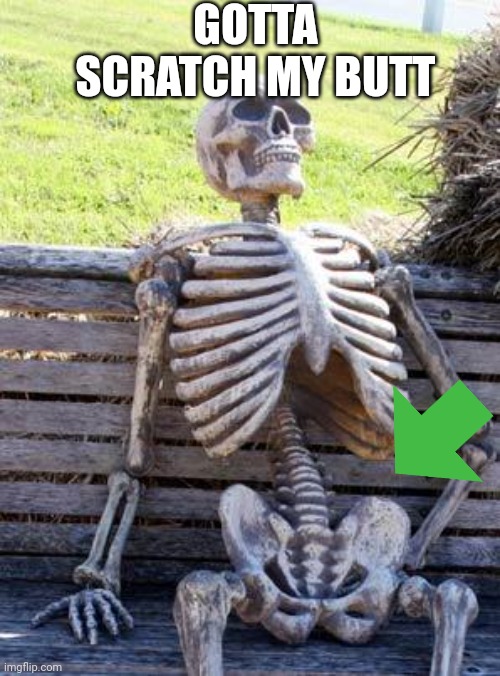 lol never noticed that | GOTTA SCRATCH MY BUTT | image tagged in memes,waiting skeleton | made w/ Imgflip meme maker