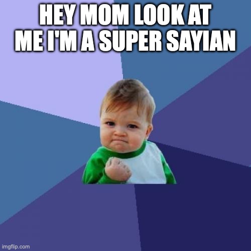 Success Kid Meme | HEY MOM LOOK AT ME I'M A SUPER SAYIAN | image tagged in memes,success kid | made w/ Imgflip meme maker