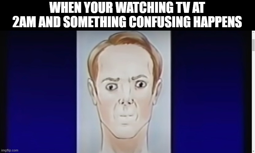 Hmm?... | WHEN YOUR WATCHING TV AT 2AM AND SOMETHING CONFUSING HAPPENS | image tagged in humber | made w/ Imgflip meme maker